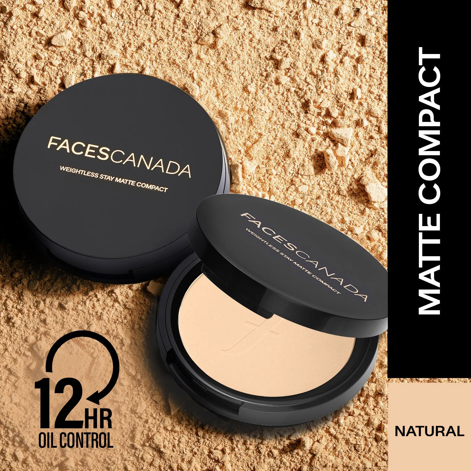 FACES CANADA Weightless Stay Matte Finish Compact Powder - Natural, 9g | Oil Control | Evens Out Complexion | Blends Effortlessly | Pressed Powder For All Skin Types