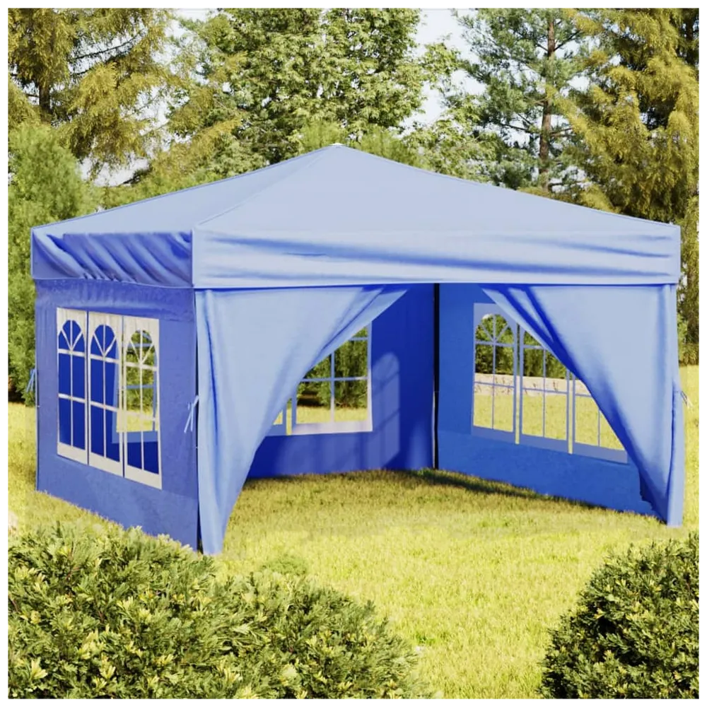 Folding Party Tent with Sidewalls Blue 3x3 m
