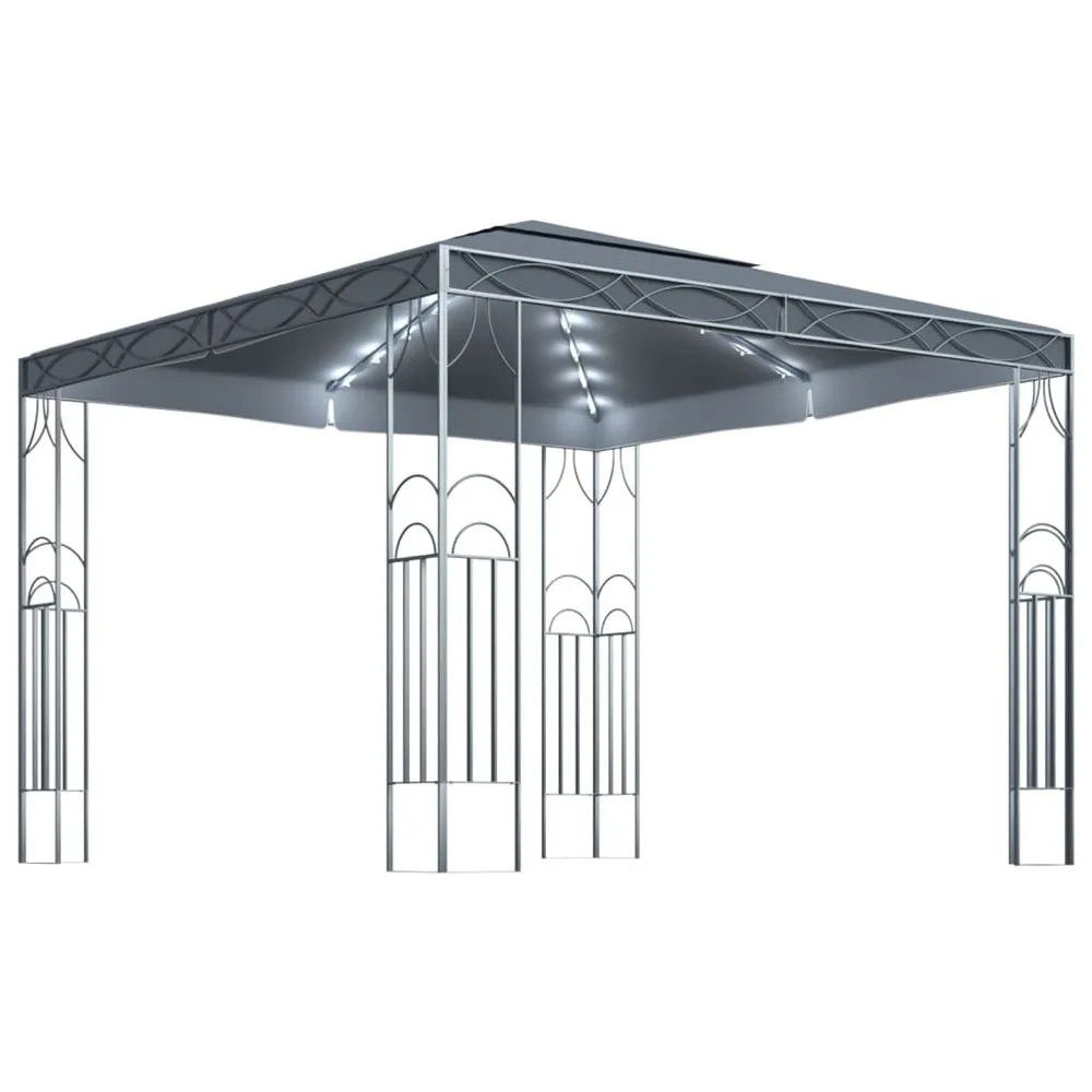 Gazebo Tent with LED String Lights Cream & Anthracite