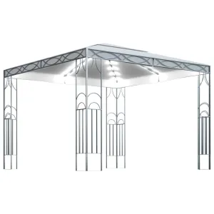Gazebo Tent with LED String Lights Cream & Anthracite