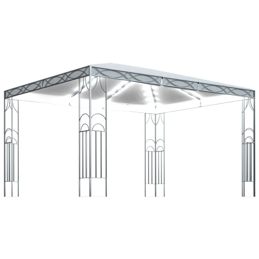 Gazebo Tent with LED String Lights Cream & Anthracite