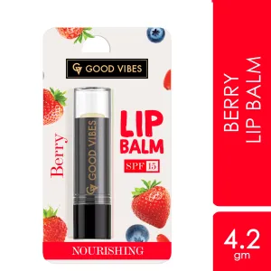 Good Vibes Berry Nourishing Lip Balm SPF 15 | Smooths, Shine | Vegan, No Parabens, No Sulphates, No Mineral Oil, No Animal Testing, No Silicones (4.2 g)