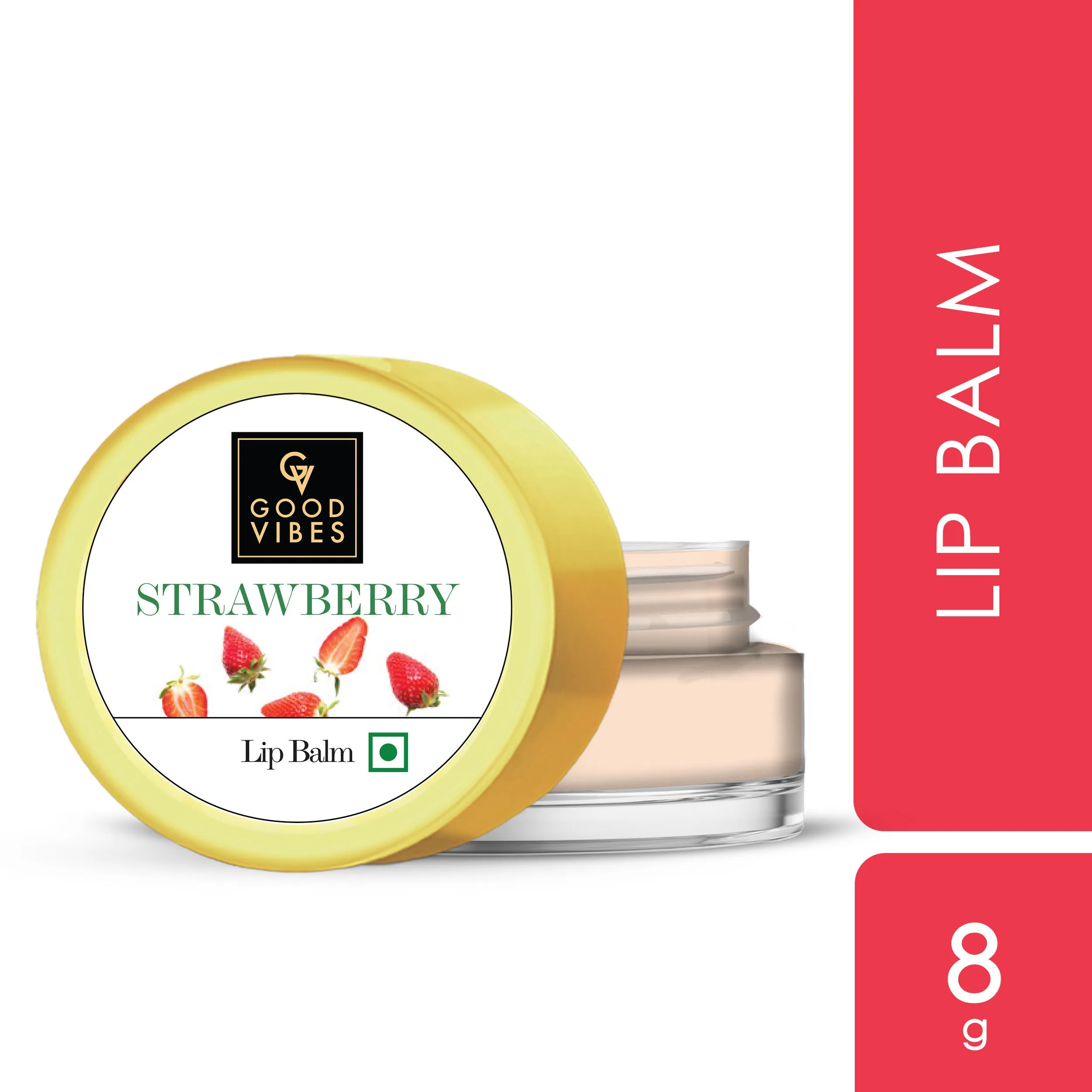Good Vibes Strawberry Lip Balm | Moisturizing, Nourishing | No Animal Testing (8 g)