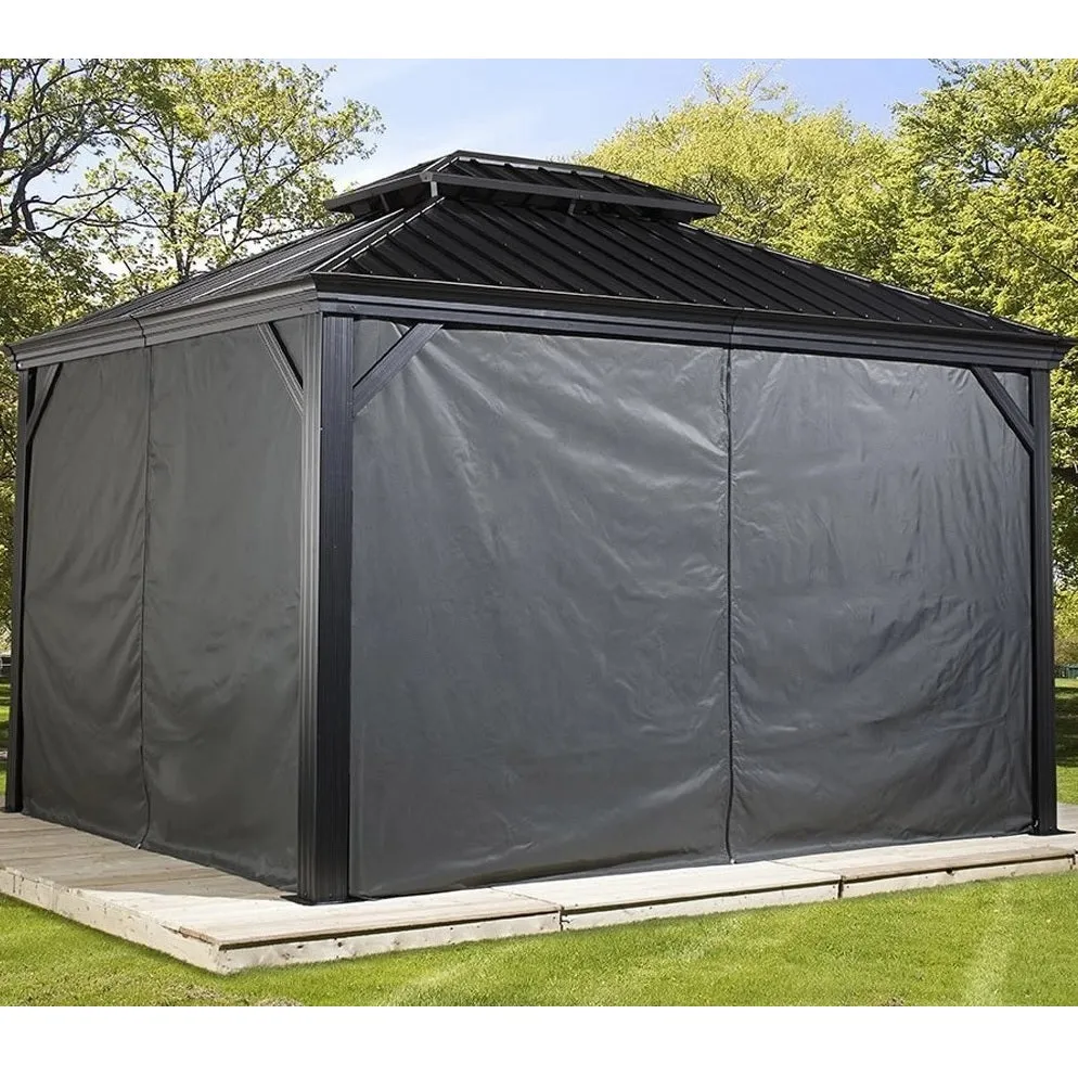 Gray Curtains for Provence Hard Top Gazebos by Sojag