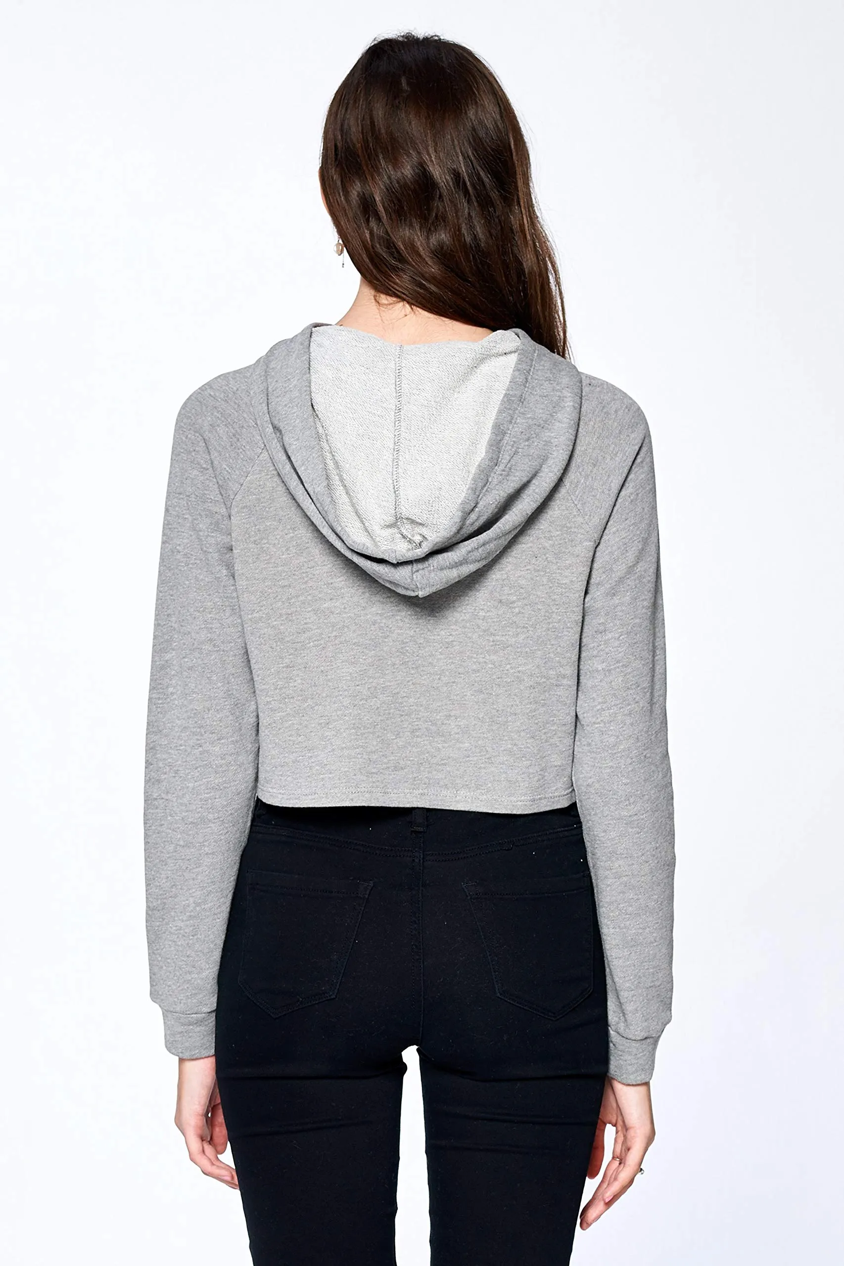 Khanomak Women's Long Sleeve "Babe" Drawstrings Hoodie Crop Top
