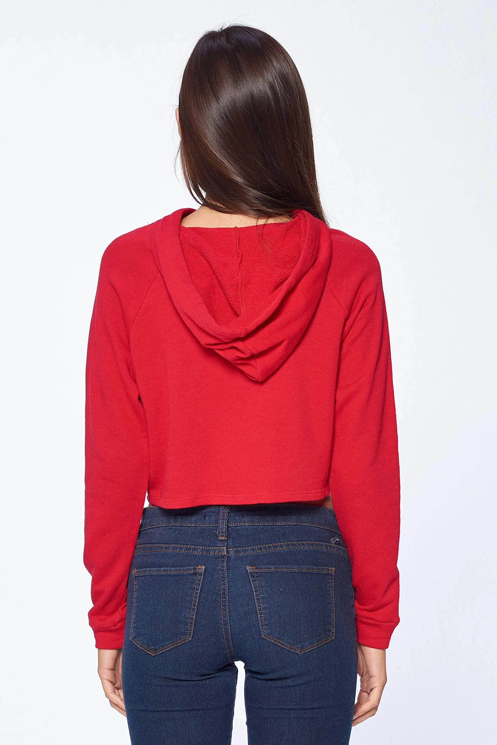 Khanomak Women's Long Sleeve "Babe" Drawstrings Hoodie Crop Top