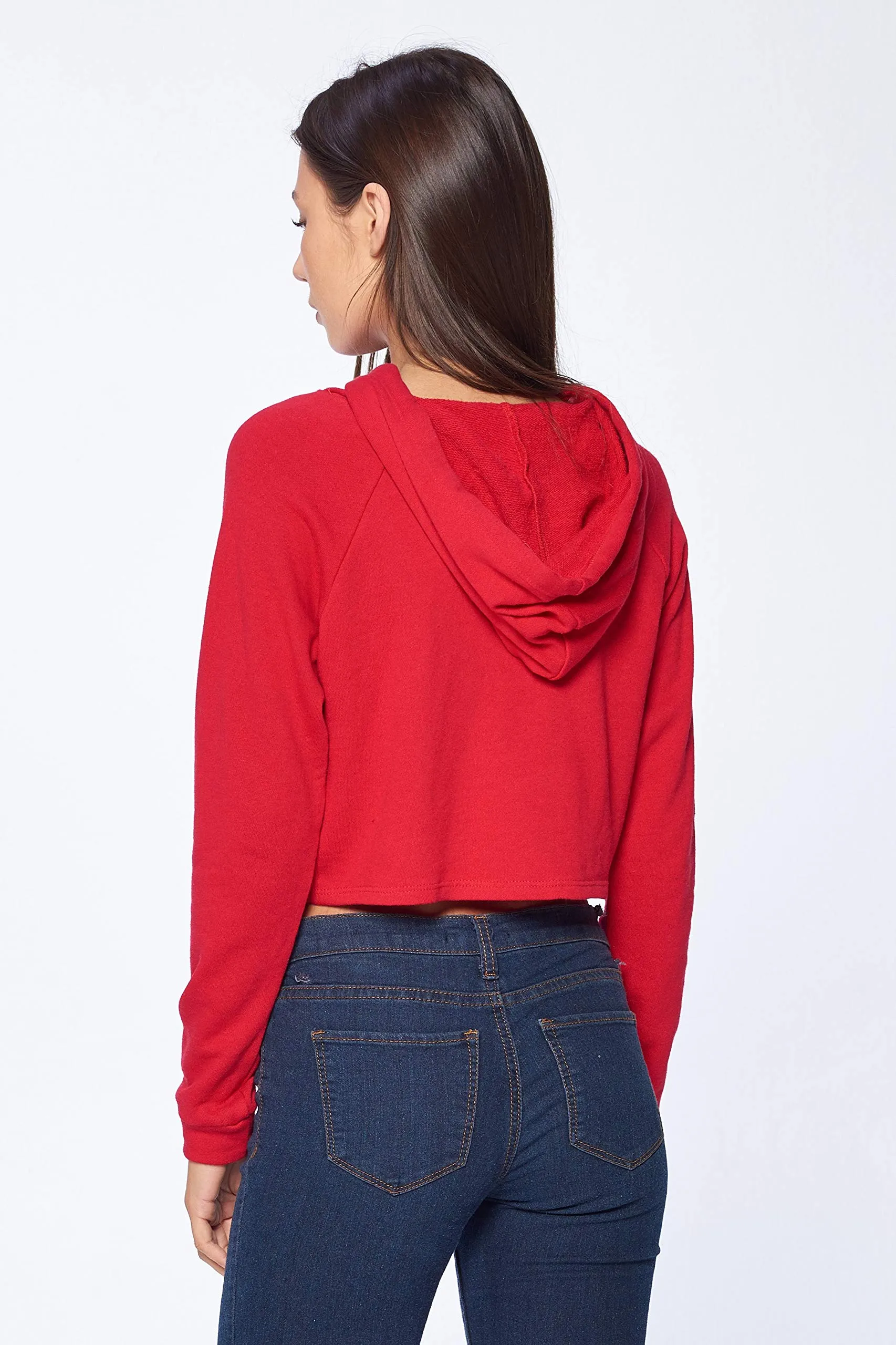 Khanomak Women's Long Sleeve "Babe" Drawstrings Hoodie Crop Top