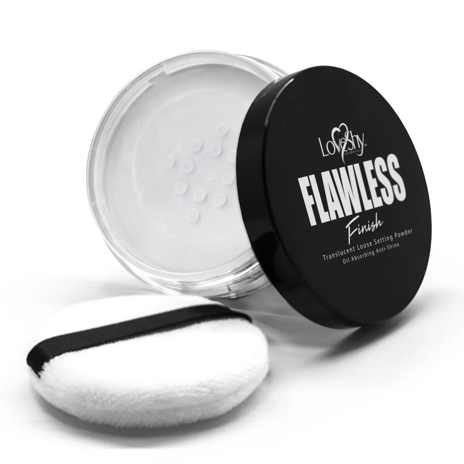 LoveShy Vegan Loose Setting Powder 5g with makeup sponge, translucent loose setting powder