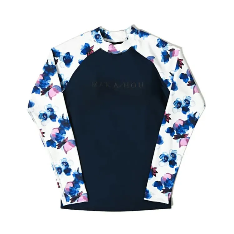 Maka-Hou Women Long Sleeve Rashguard-BRUSH FLOWER (Japanese Brand)