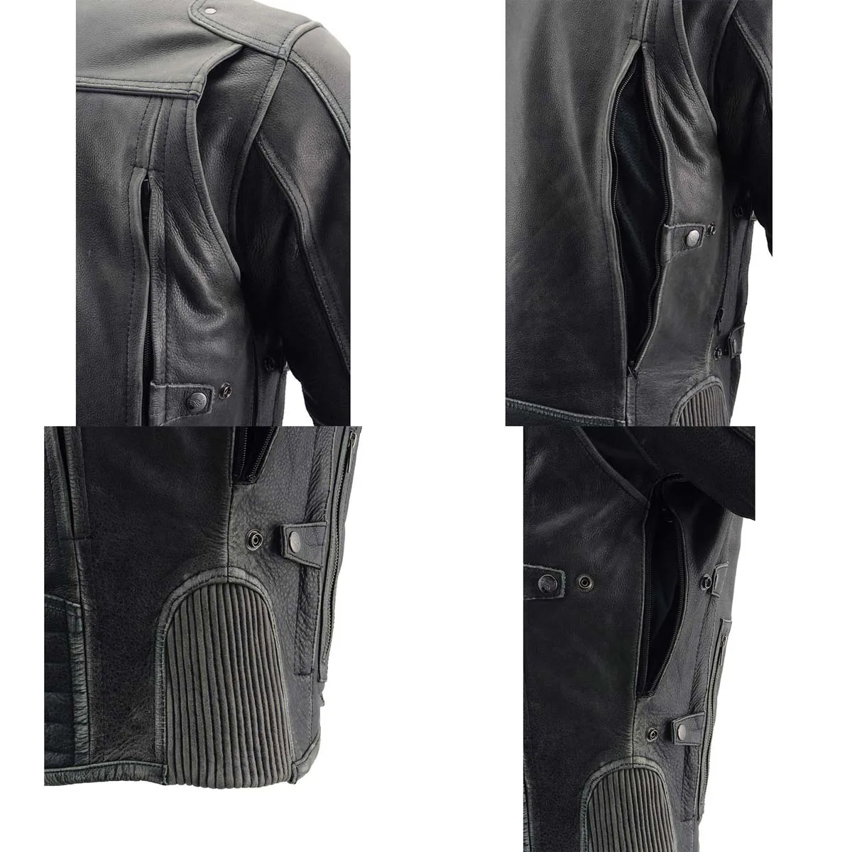 Milwaukee Leather MLM1536 Mens Vintage Distressed Grey Leather Scooter
