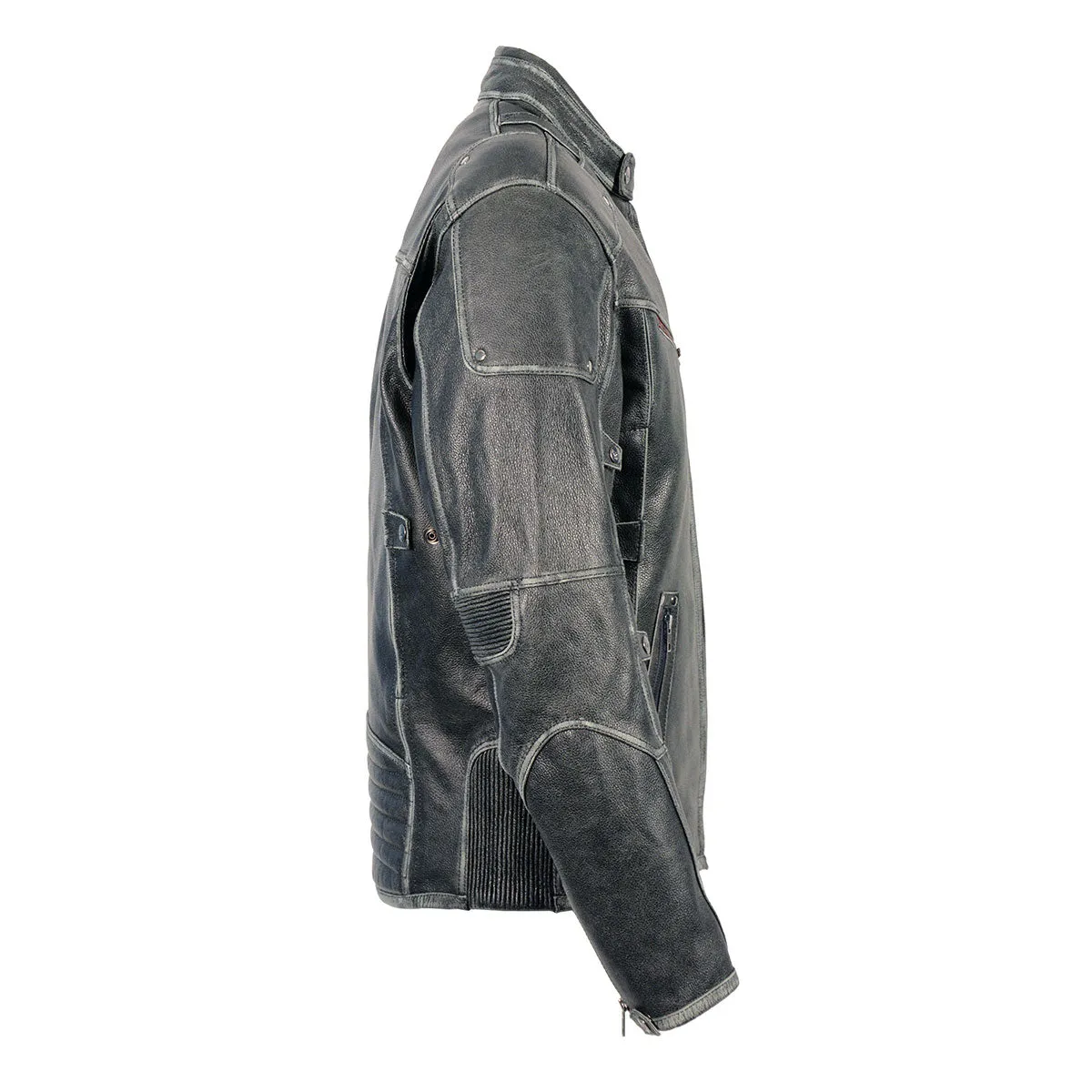 Milwaukee Leather MLM1536 Mens Vintage Distressed Grey Leather Scooter