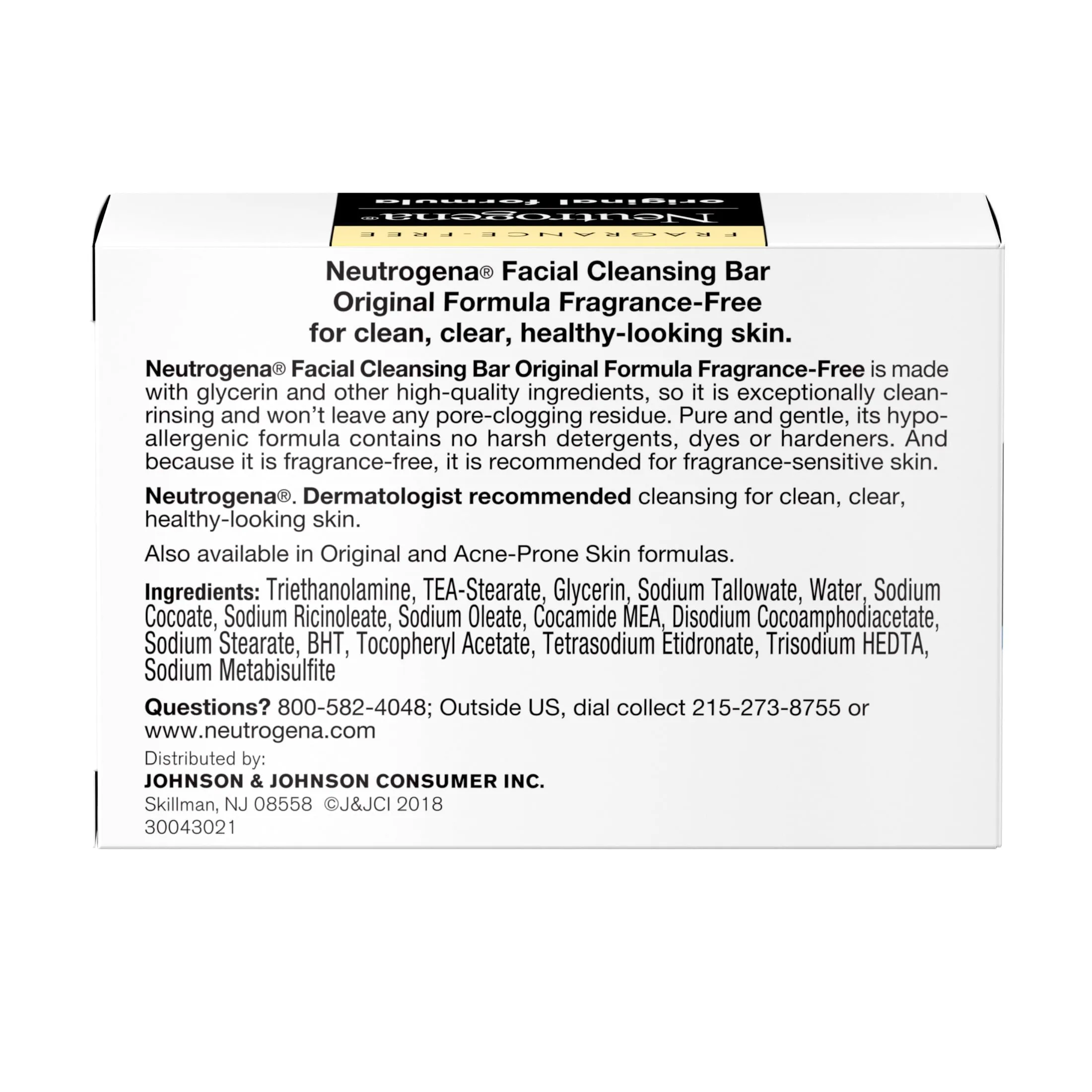 Neutrogena Original Fragrance-Free Gentle Facial Cleansing Bar, 3.5 oz