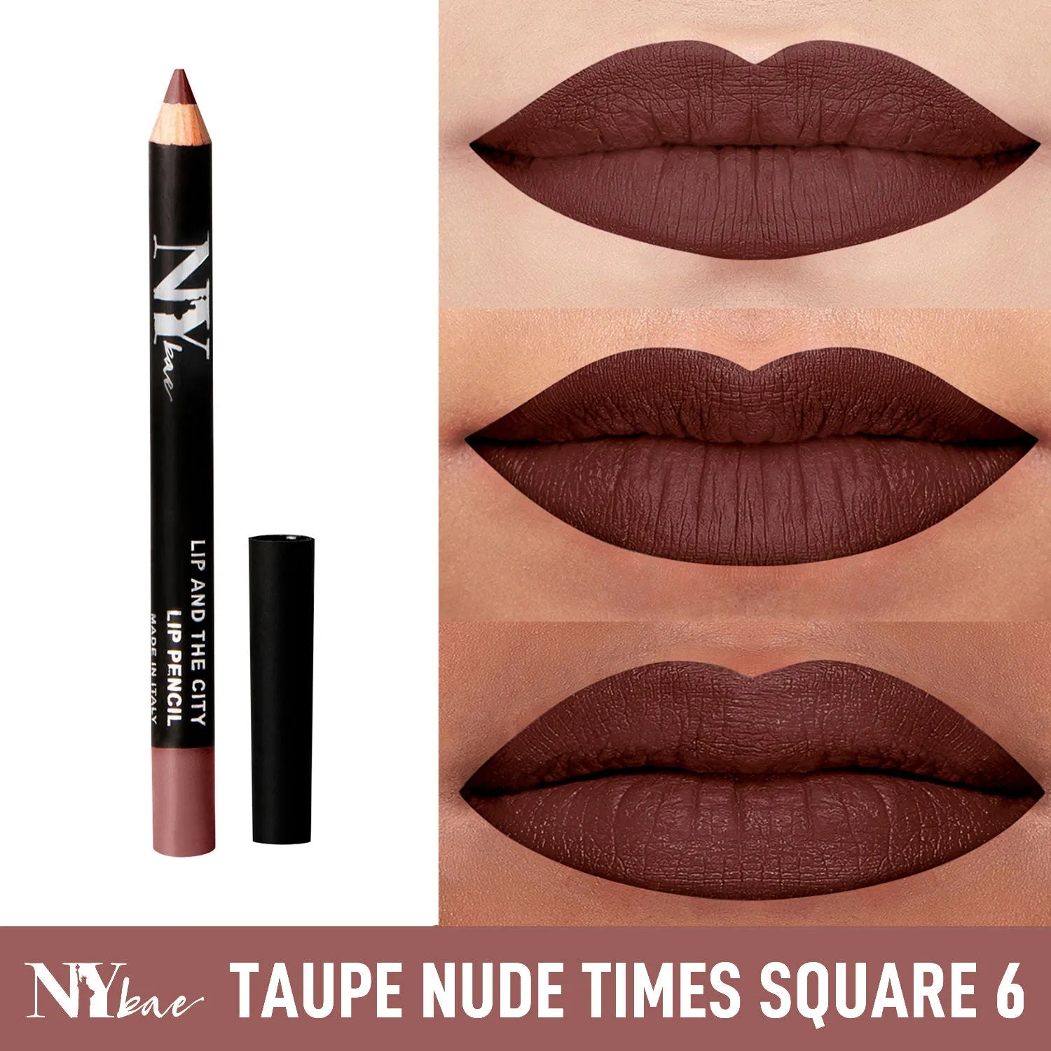 NY Bae Lip And The City Lip Pencil - Taupe Nude Times Square 6 (0.8 g) | Mauve | Creamy Matte Finish | Enriched with Vitamin E & Coconut Oil | Rich Colour Payoff | Long lasting | Transfer Resistant | Vegan | Cruelty & Paraben Free