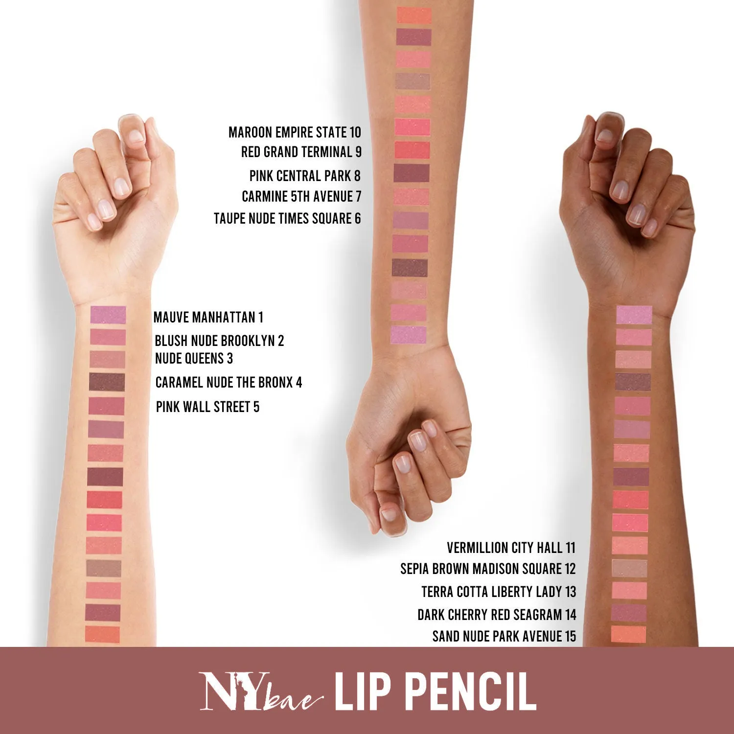 NY Bae Lip And The City Lip Pencil - Taupe Nude Times Square 6 (0.8 g) | Mauve | Creamy Matte Finish | Enriched with Vitamin E & Coconut Oil | Rich Colour Payoff | Long lasting | Transfer Resistant | Vegan | Cruelty & Paraben Free