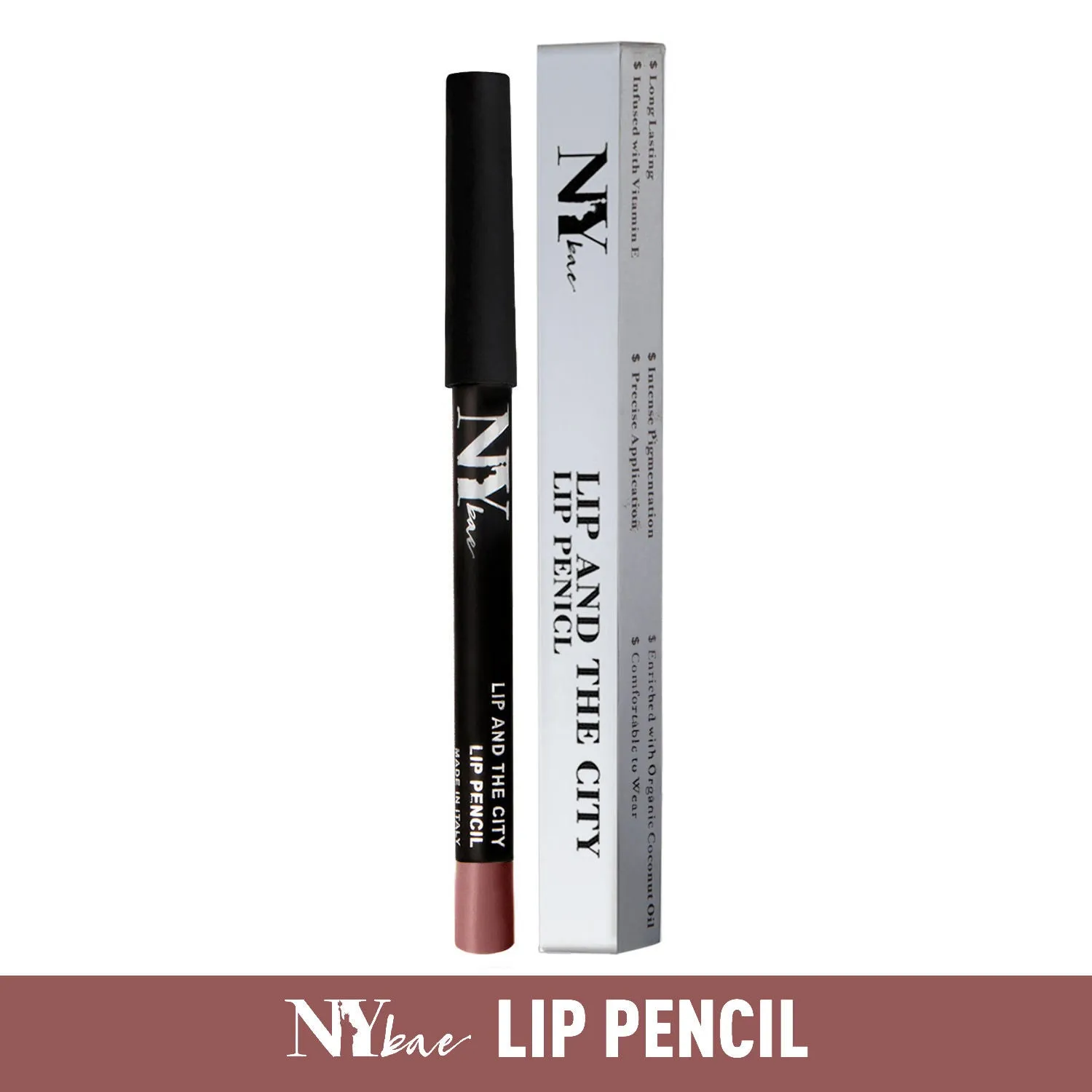 NY Bae Lip And The City Lip Pencil - Taupe Nude Times Square 6 (0.8 g) | Mauve | Creamy Matte Finish | Enriched with Vitamin E & Coconut Oil | Rich Colour Payoff | Long lasting | Transfer Resistant | Vegan | Cruelty & Paraben Free
