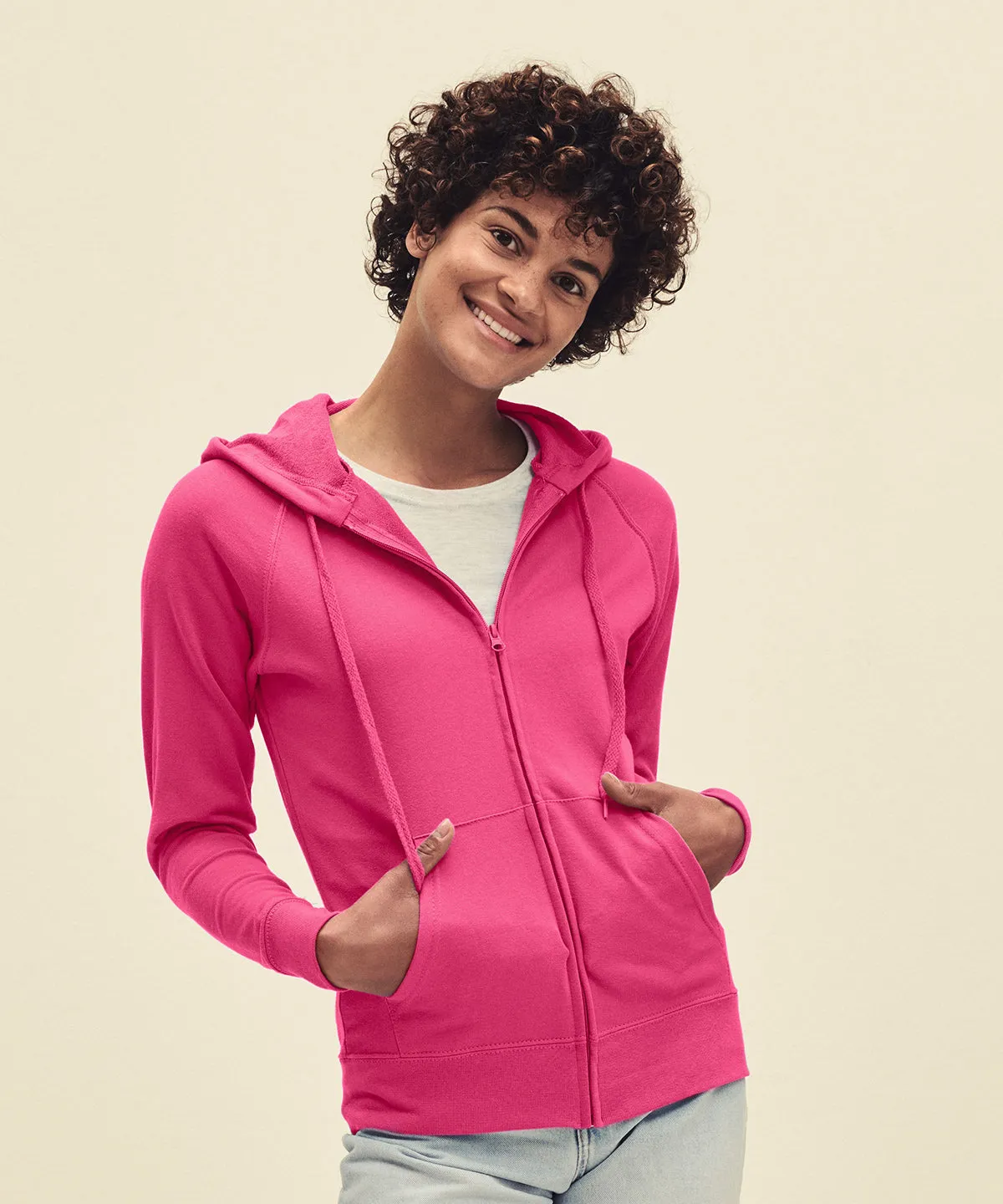 Orange - Women's lightweight hooded sweatshirt jacket