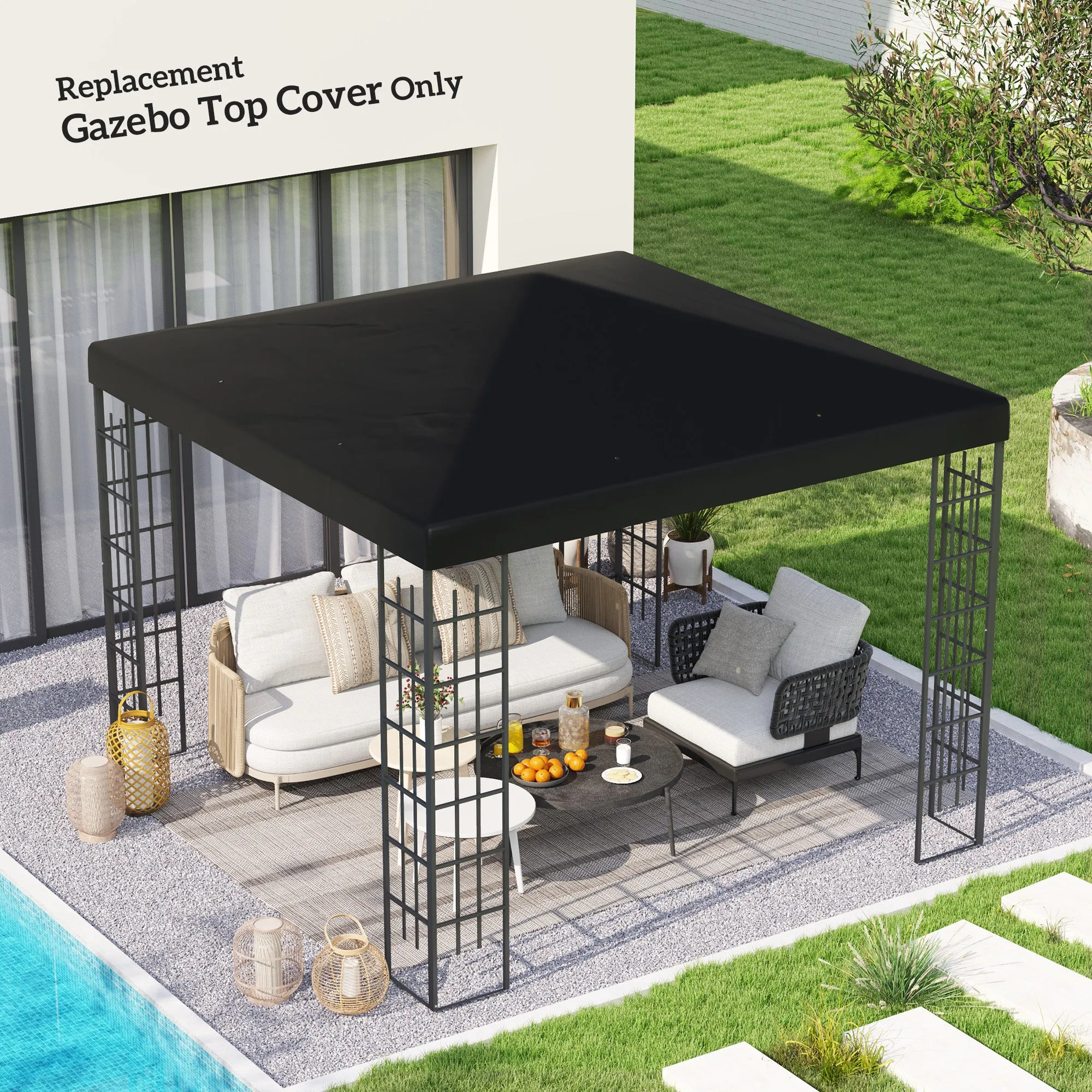 Outsunny 3 x 3(m) Gazebo Canopy Replacement Cover, UPF30 