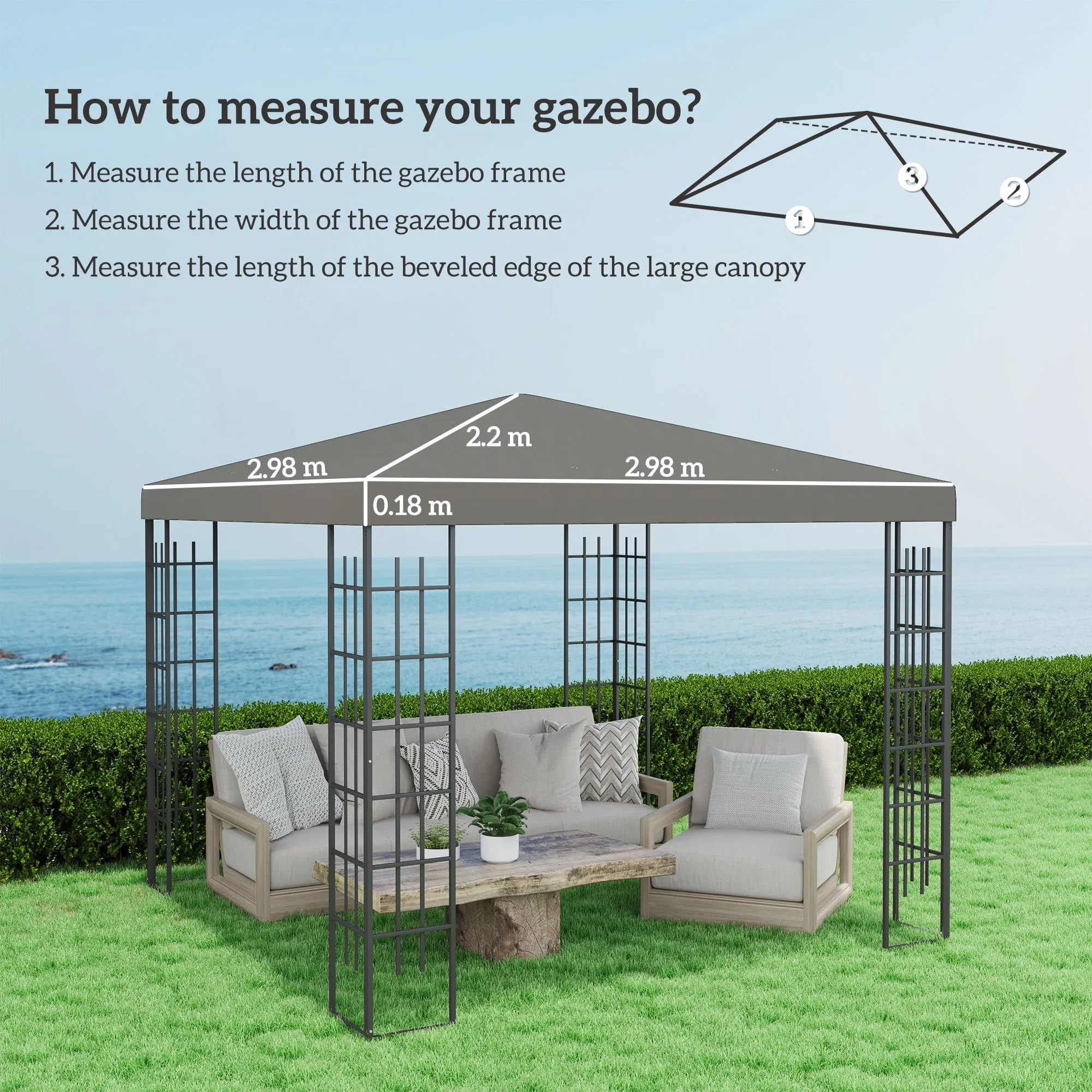 Outsunny 3 x 3(m) Gazebo Canopy Replacement Cover, UPF30 