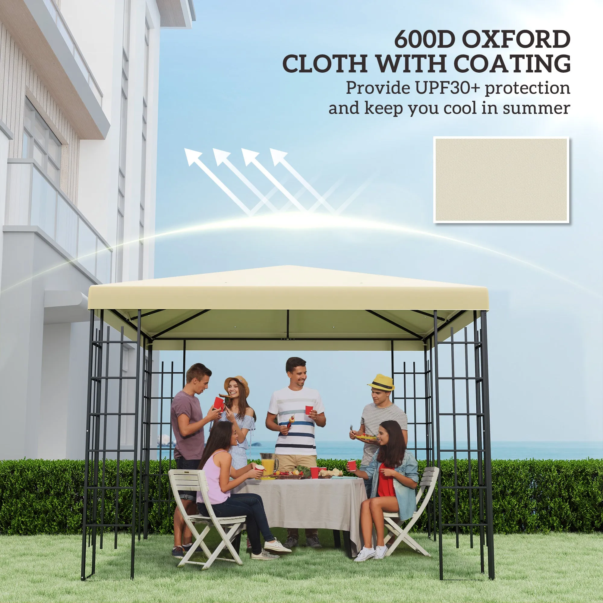 Outsunny 3 x 3(m) Gazebo Canopy Replacement Cover, UPF30 