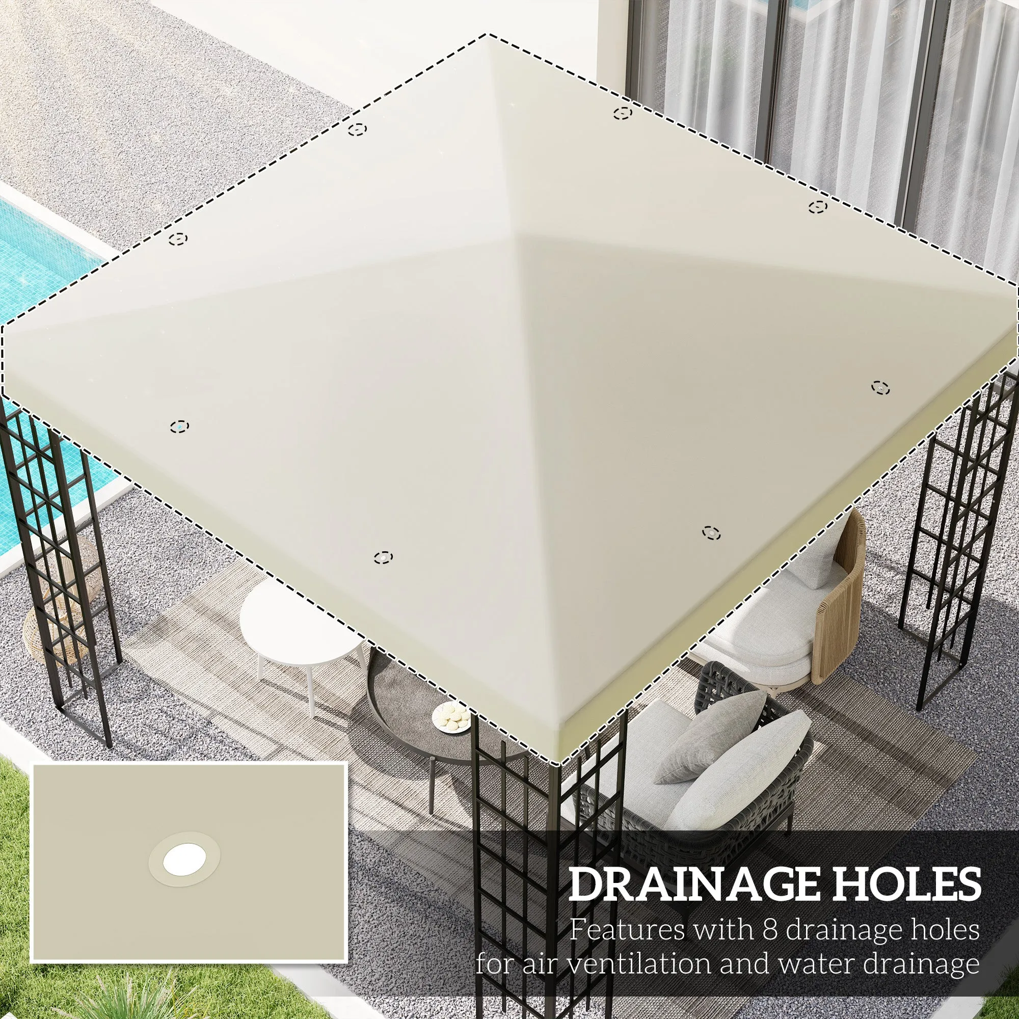 Outsunny 3 x 3(m) Gazebo Canopy Replacement Cover, UPF30 