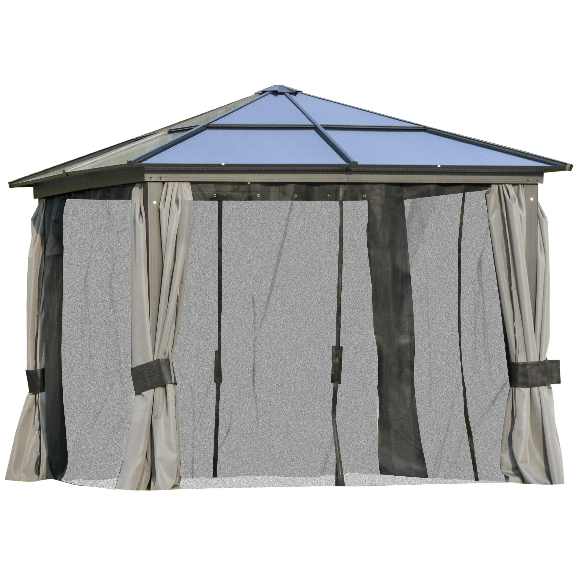 Outsunny 3 x 3(m) Hardtop Gazebo with UV Resistant Polycarbonate Roof & Aluminium Frame