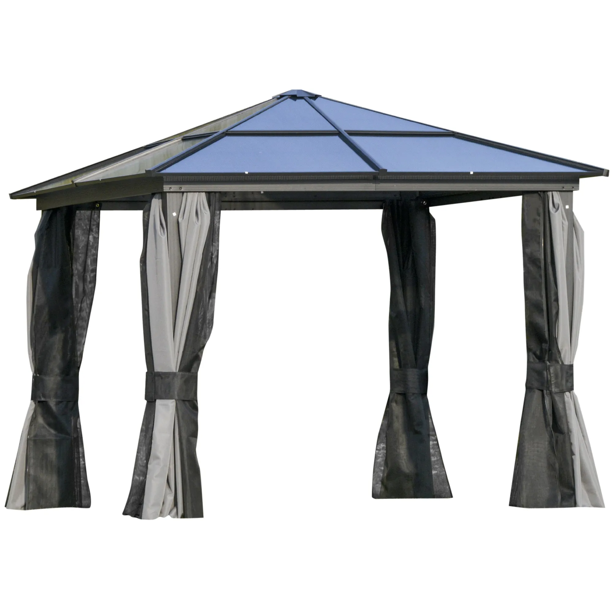 Outsunny 3 x 3(m) Hardtop Gazebo with UV Resistant Polycarbonate Roof & Aluminium Frame