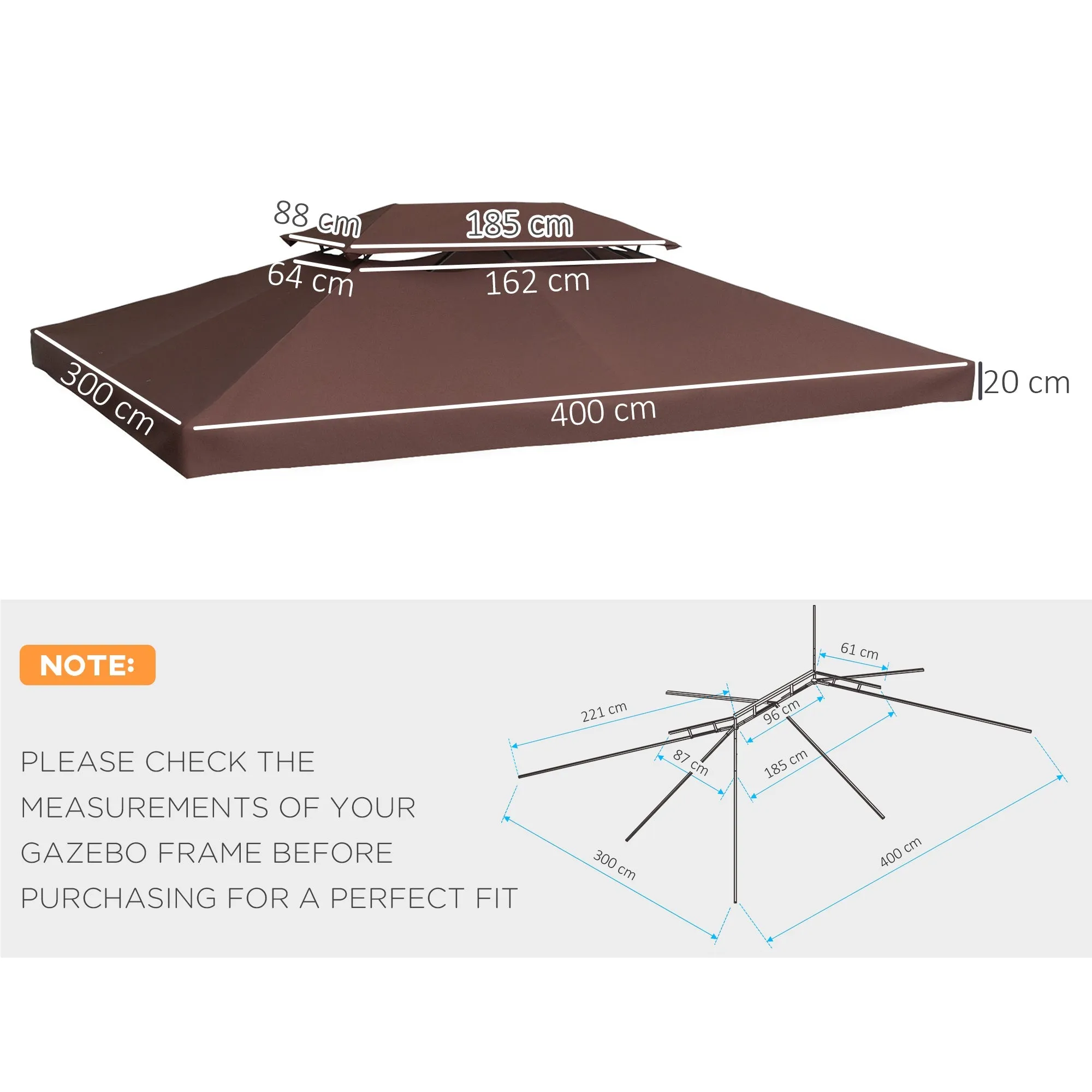 Outsunny 3X4M Gazebo Canopy Replacement Cover