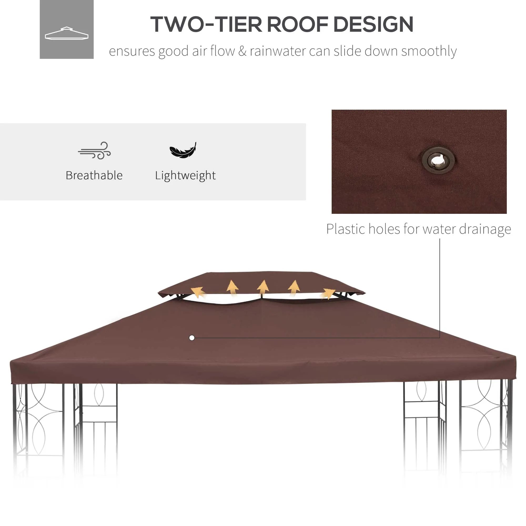 Outsunny 3X4M Gazebo Canopy Replacement Cover