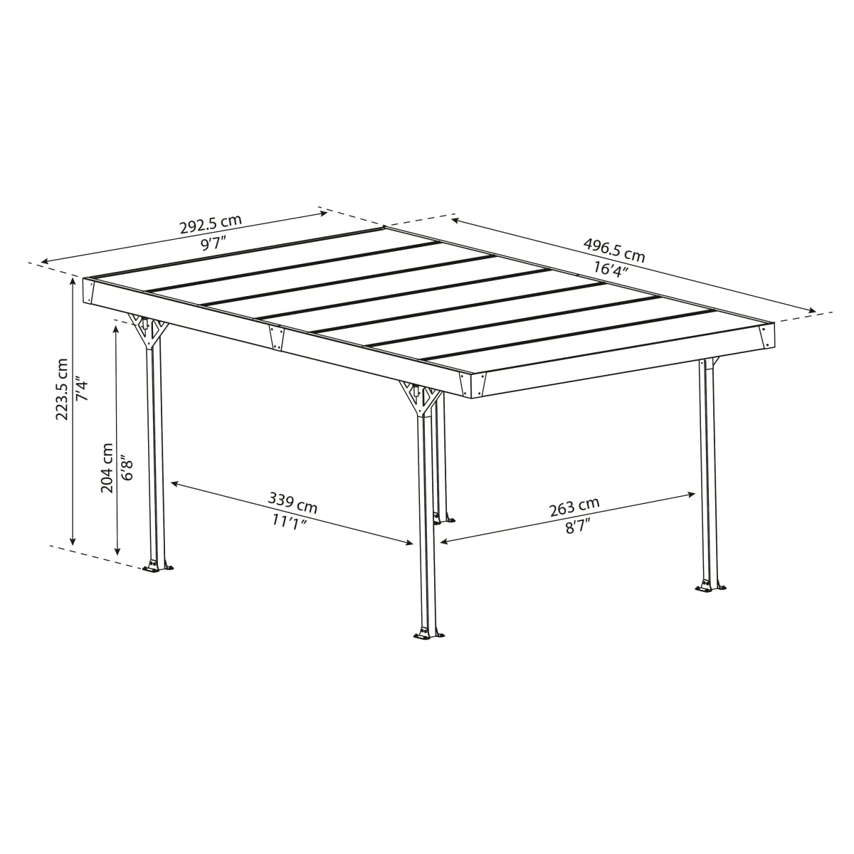 Palram - Canopia | Palma 5000 Carport/Patio Cover - Gray/Gray - 16X10x7 ft