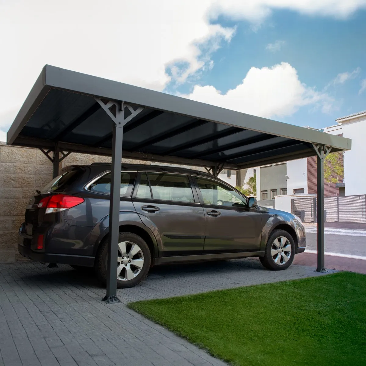 Palram - Canopia | Palma 5000 Carport/Patio Cover - Gray/Gray - 16X10x7 ft