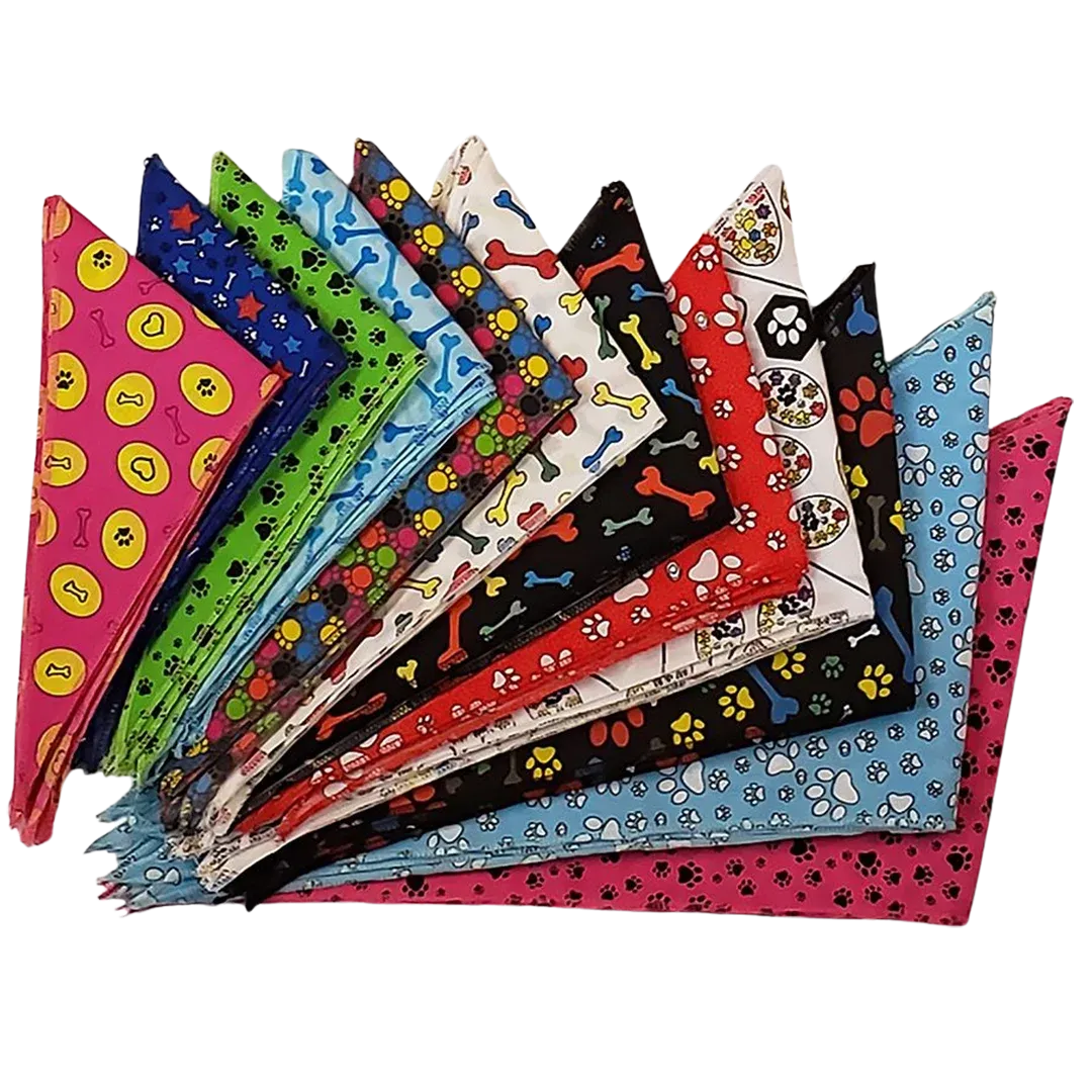 Paws & Bones Bandanas - 60 Assorted Sizes and Patterns by Bandanas Unlimited