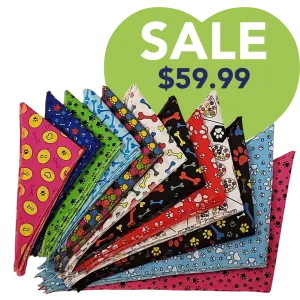 Paws & Bones Bandanas - 60 Assorted Sizes and Patterns by Bandanas Unlimited