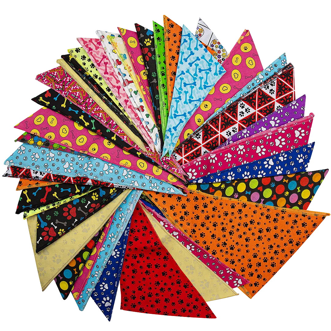 Paws & Bones Bandanas - 60 Assorted Sizes and Patterns by Bandanas Unlimited