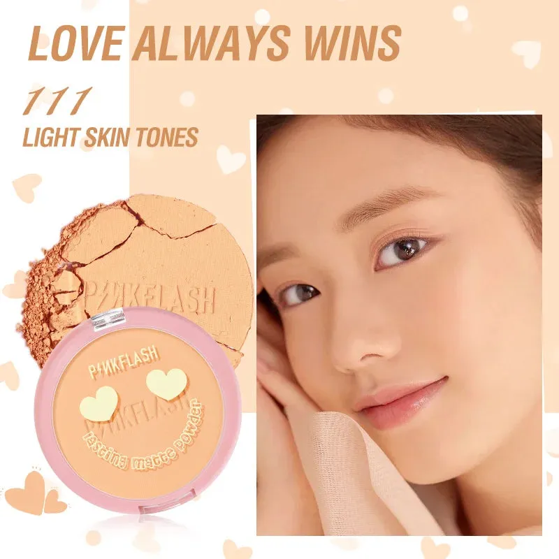 PINKFLASH Matte Pressed Powder Palette Long-lasting Oil Control Moisturizing Setting Powder Cosmetics