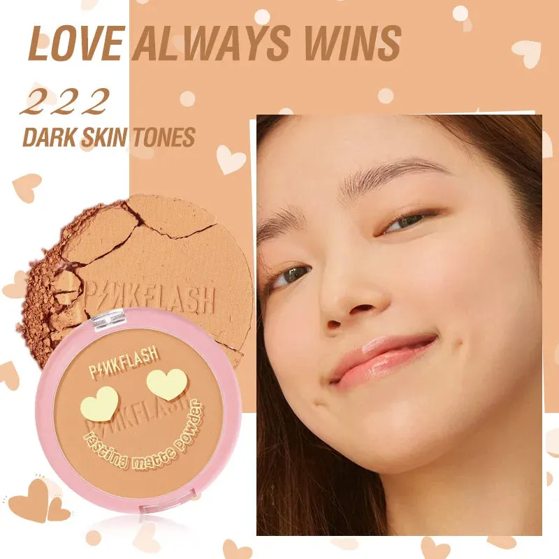 PINKFLASH Matte Pressed Powder Palette Long-lasting Oil Control Moisturizing Setting Powder Cosmetics