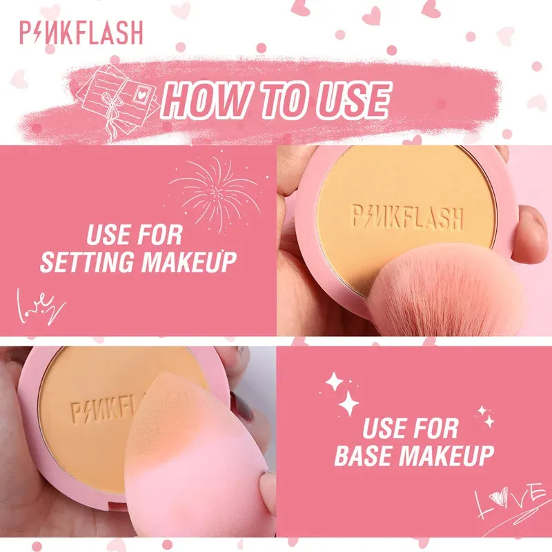 PINKFLASH Matte Pressed Powder Palette Long-lasting Oil Control Moisturizing Setting Powder Cosmetics
