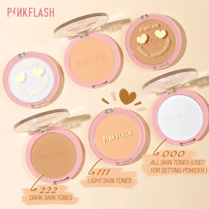 PINKFLASH Matte Pressed Powder Palette Long-lasting Oil Control Moisturizing Setting Powder Cosmetics