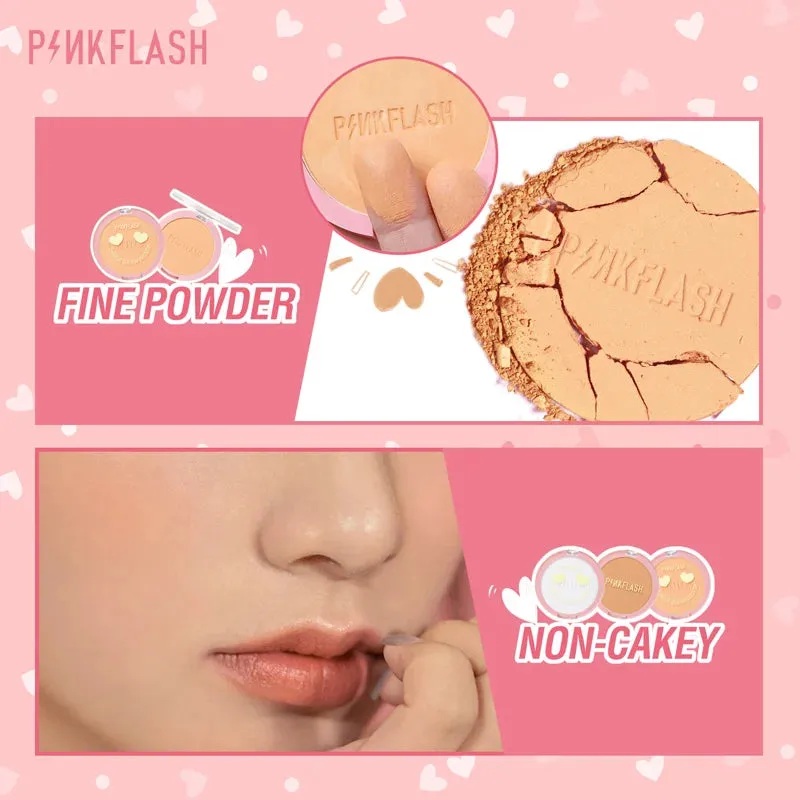 PINKFLASH Matte Pressed Powder Palette Long-lasting Oil Control Moisturizing Setting Powder Cosmetics