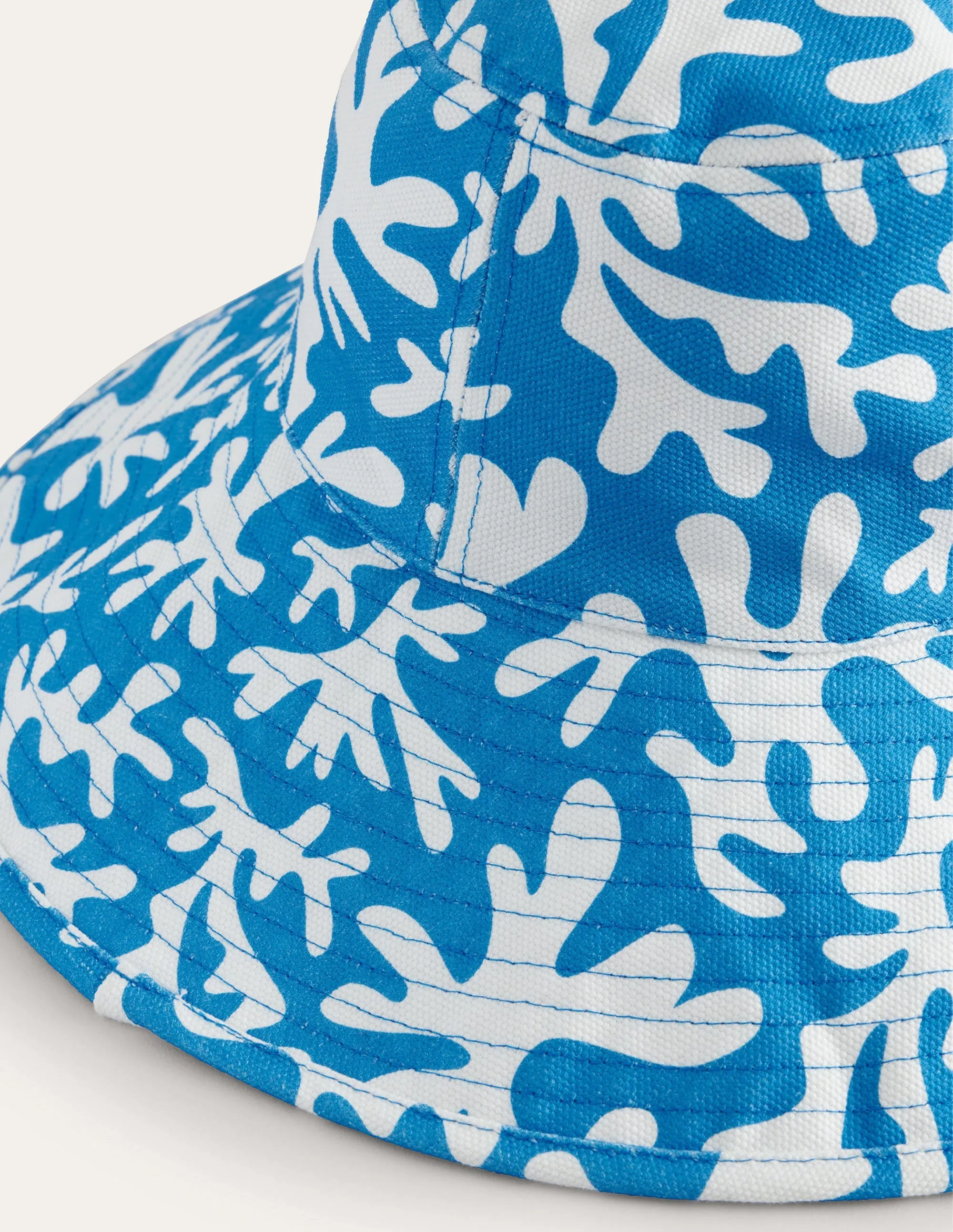 Printed Canvas Bucket Hat-Blue Coral