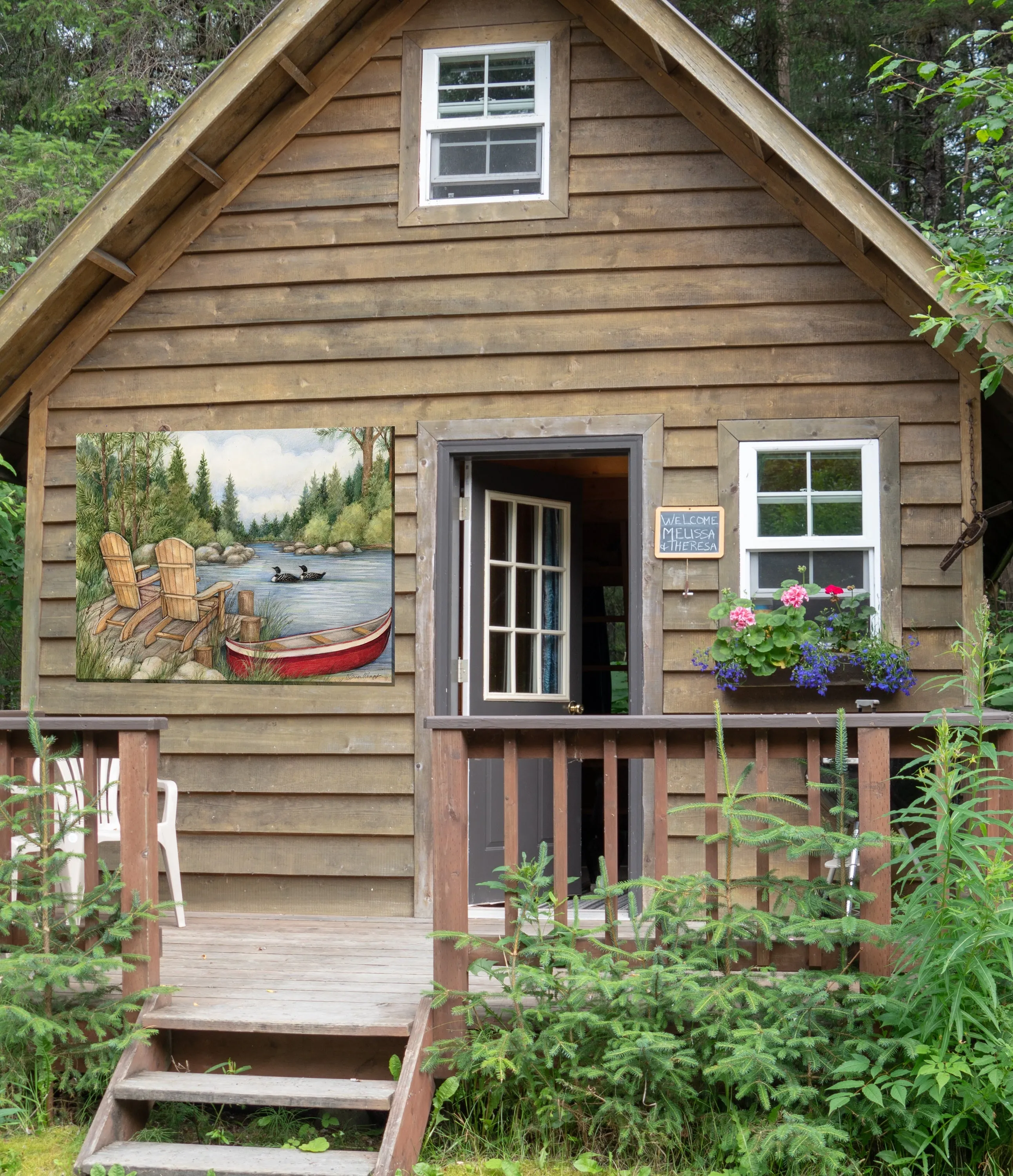 RED CANOE by West of the Wind | Waterproof Outdoor Wall Art