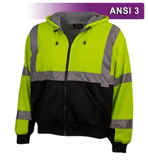 Reflective Apparel Safety Hoodie: Hi Vis 2-Tone Hoodie: Thermal Liner: Full Zip: 16oz (VEA-603-ST)