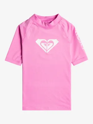 Roxy Child Whole Hearted Short Sleeve Rashguard - Cyclamen (Final Sale)