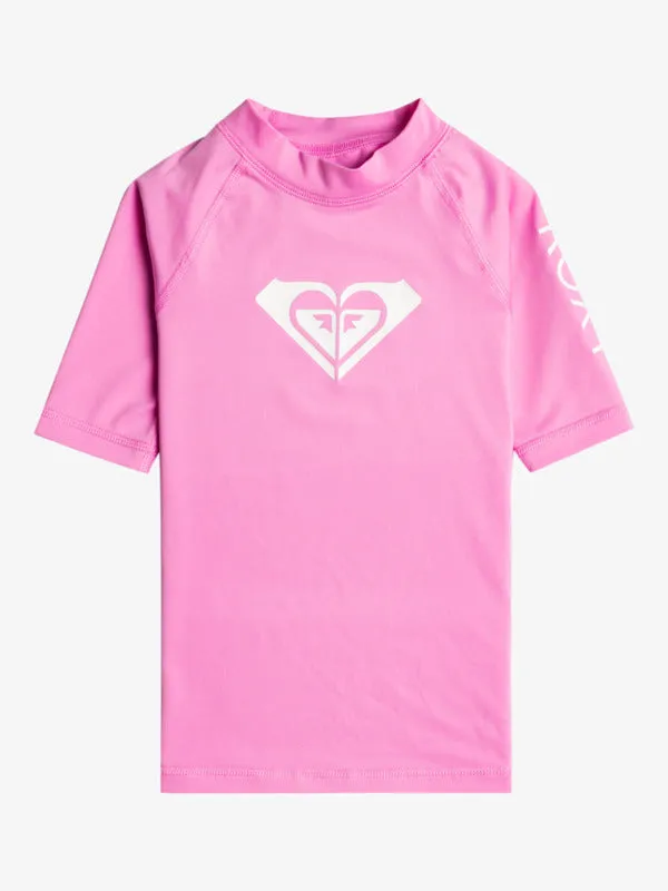 Roxy Child Whole Hearted Short Sleeve Rashguard - Cyclamen (Final Sale)