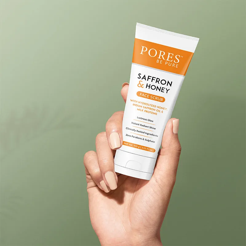 SAFFRON & HONEY FACE SCRUB - With Hydrolyzed Honey, Indian Saffron & Milk Proteins - 100 G