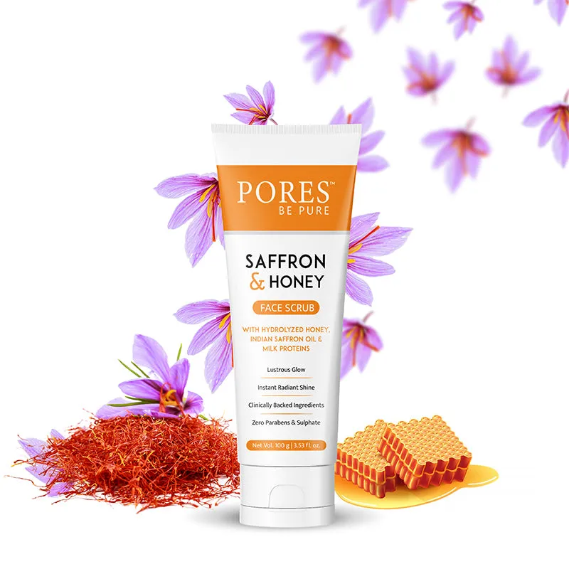 SAFFRON & HONEY FACE SCRUB - With Hydrolyzed Honey, Indian Saffron & Milk Proteins - 100 G