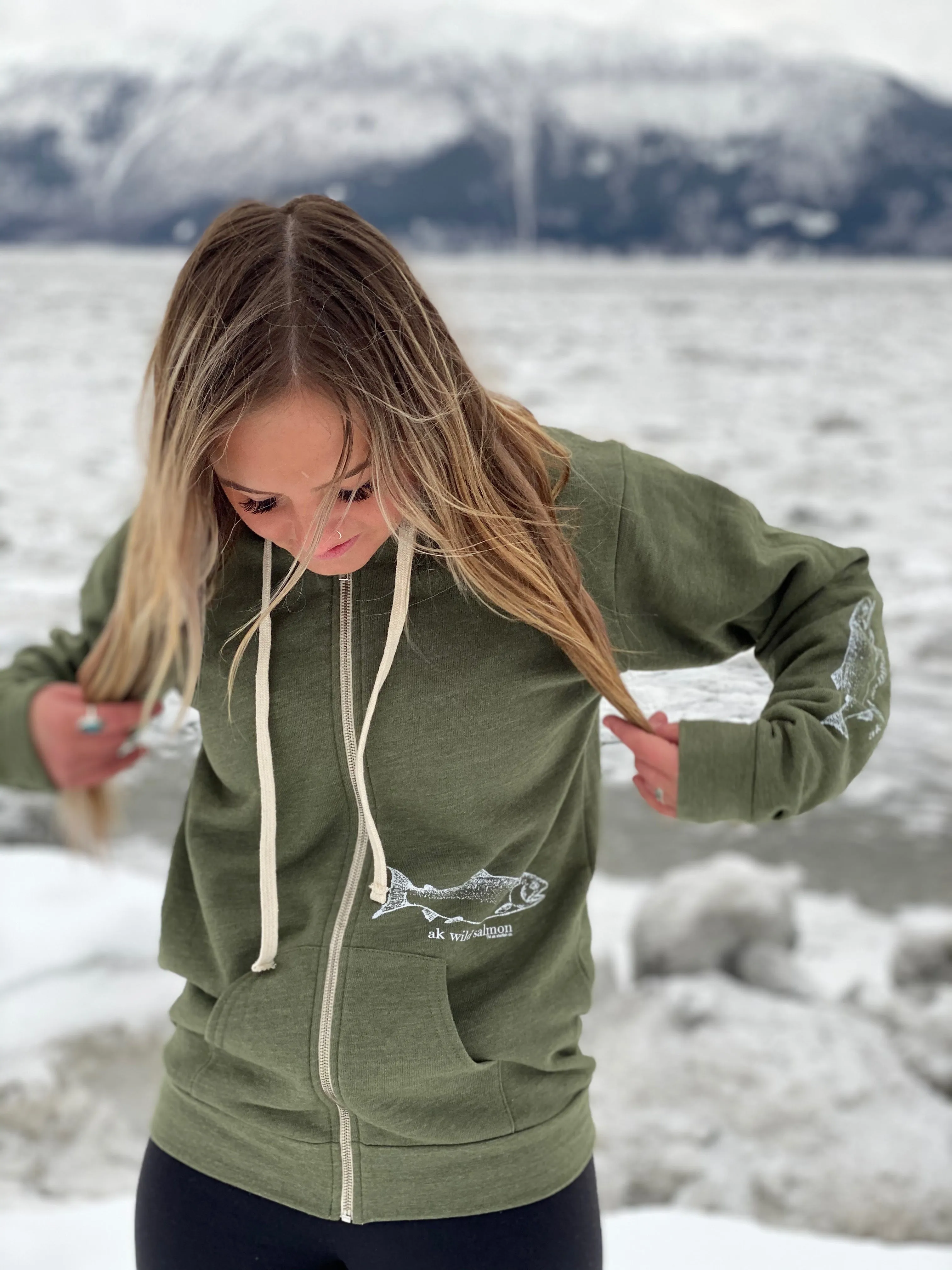 Seaweed AK Wild Salmon Triblend Zipped Hoody $69.00