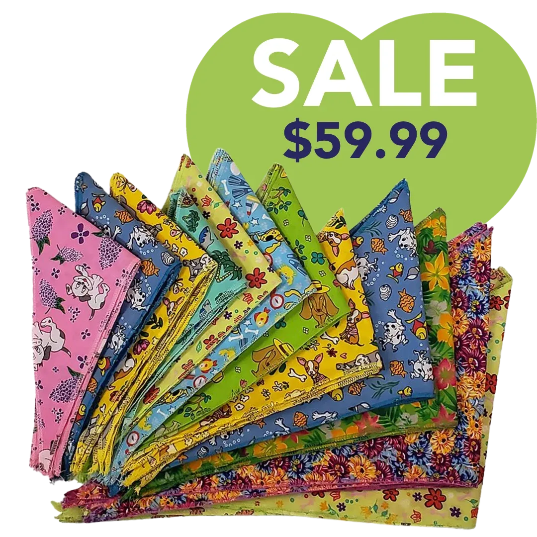 Spring & Summer Bandanas - 60 Assorted Sizes and Patterns by Bandanas Unlimited