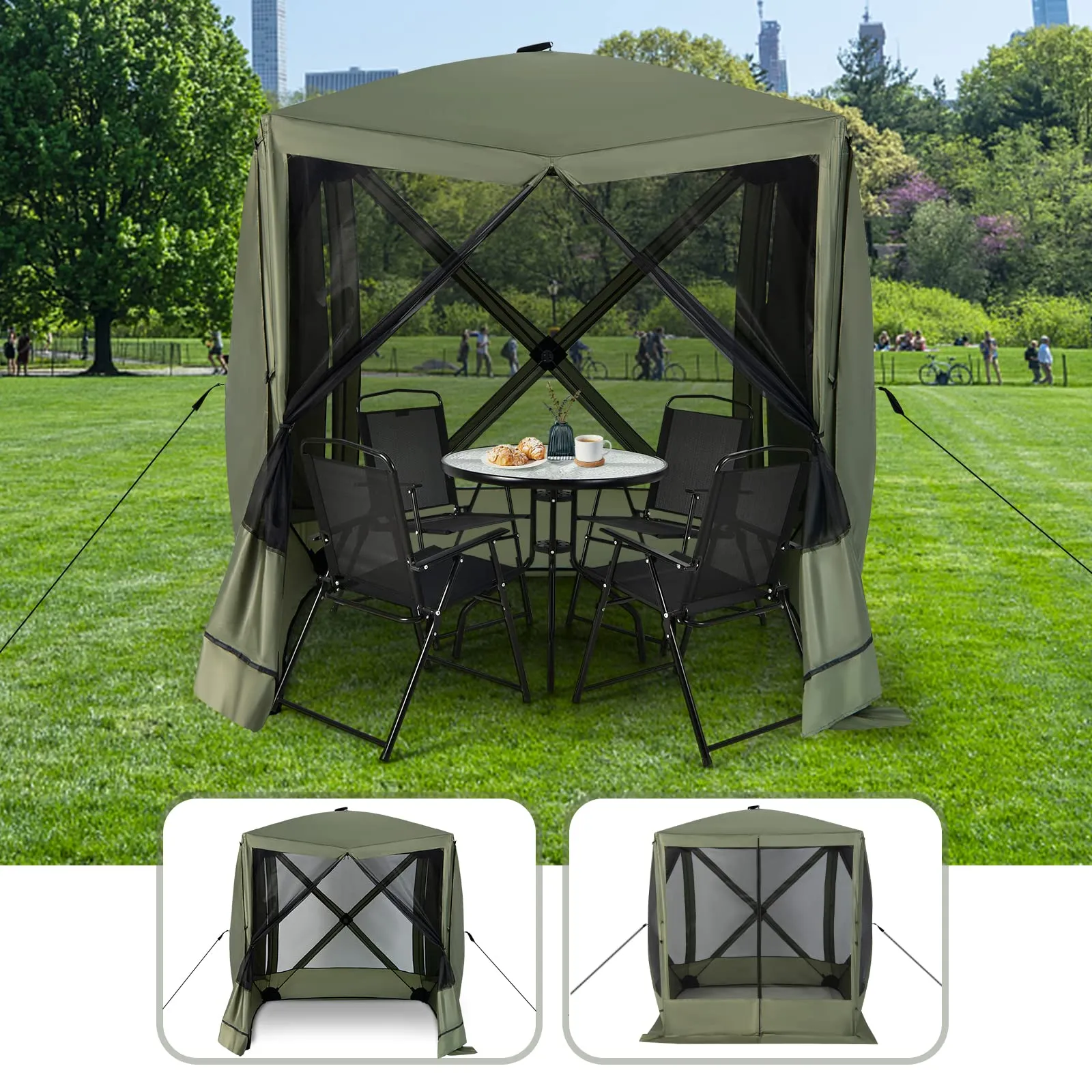 Tangkula 6.7 x 6.7 Ft Pop Up Gazebo with Netting, Portable Screen Tent with 4 Sided Mesh Walls