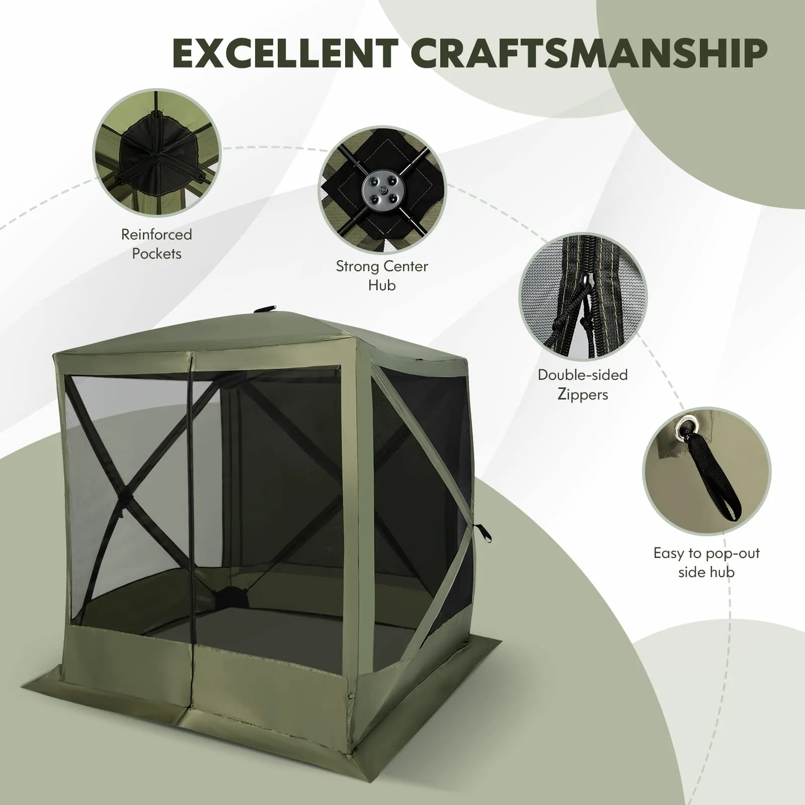 Tangkula 6.7 x 6.7 Ft Pop Up Gazebo with Netting, Portable Screen Tent with 4 Sided Mesh Walls