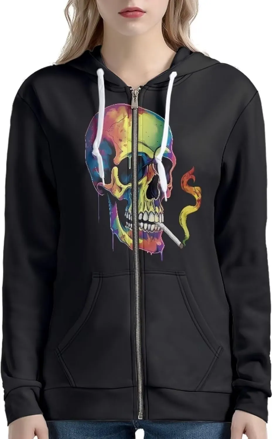 Thin Oversized Zip Up Hoodie with Pockets Women Lightweight Sweater Graphic Sweatshirts for Women Size XS-5XL